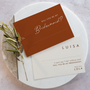 Simple Desert Terracotta Bridesmaid Tarjeta de pro