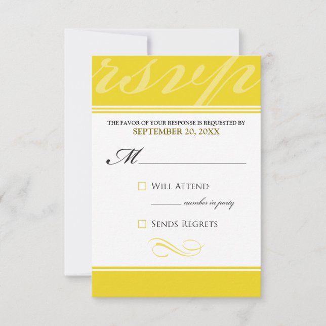 Simple Designer RSVP Card (color amarillo neón) (Anverso)