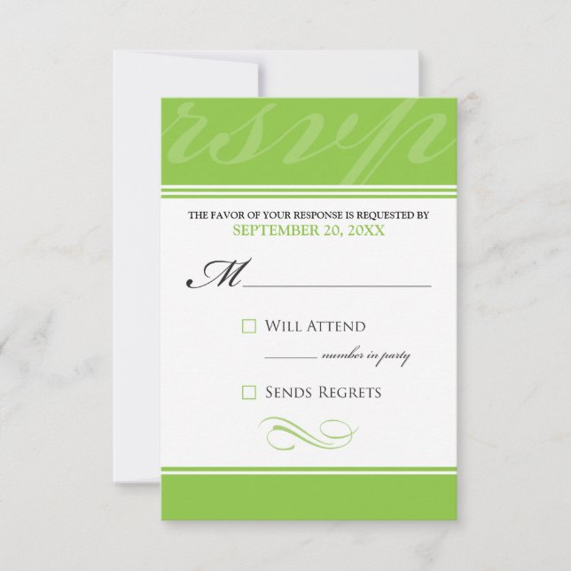Simple Designer RSVP Card (manzana verde) (Anverso)