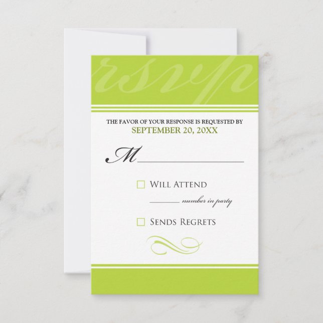 Simple Designer RSVP Card (neon lime) (Anverso)