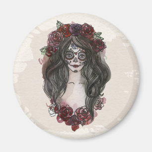 Simple Día de los Muertos dibujado a mano Imán