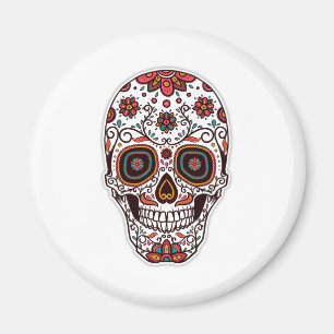 Simple Dia de Muertos Floral Skull   Imán