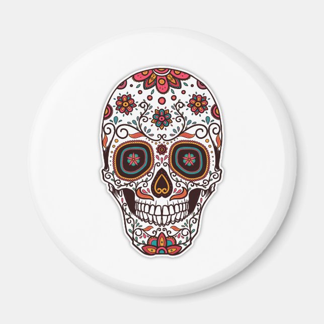 Simple Dia de Muertos Floral Skull | Imán (Frente)