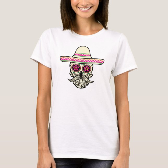 Simple Dia de Muertos Skull con Camisa de Maternid (Anverso)