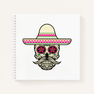 Simple Dia de Muertos Skull con Gorra Cuaderno