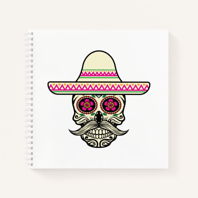 Simple Dia de Muertos Skull con Gorra | Cuaderno (Anverso)