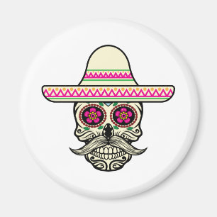 Simple Dia de Muertos Skull con Gorra Imán