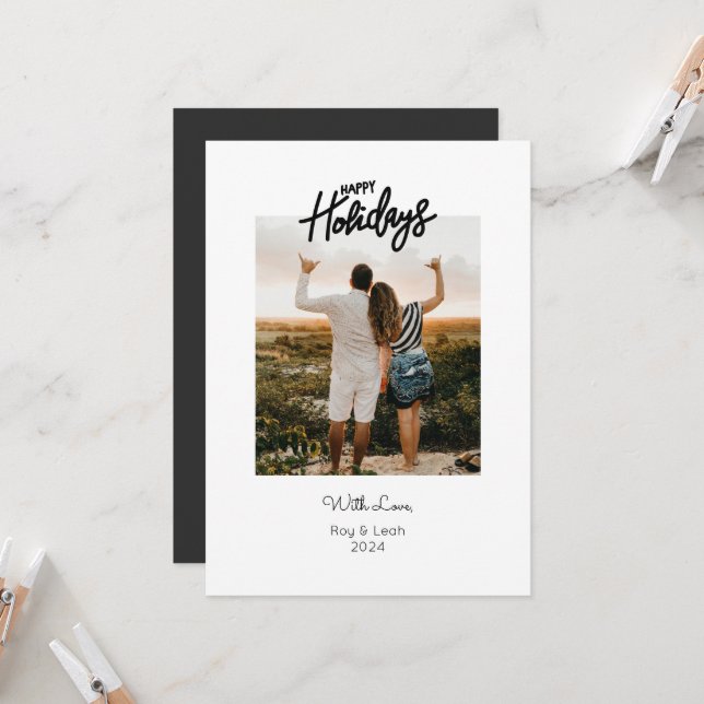 Simple Doble cara Dos Fotos Tarjeta Feliz de Fiest (Anverso/Reverso In Situ)