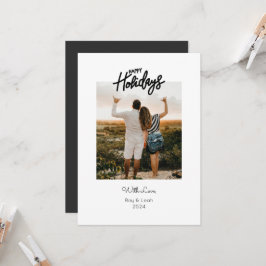 Simple Doble cara Dos Fotos Tarjeta Feliz de Fiest