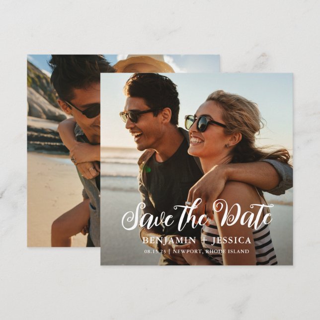 Simple Dos bodas fotográficas Guardar la fecha (Anverso / Reverso)