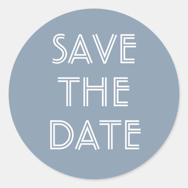 Simple Dusty Blue Save The Date Pegatina (Anverso)