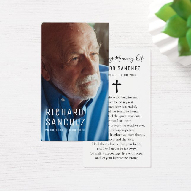 Simple Elegant Photo Funeral Sympathy Prayer Cards (Escritorio)