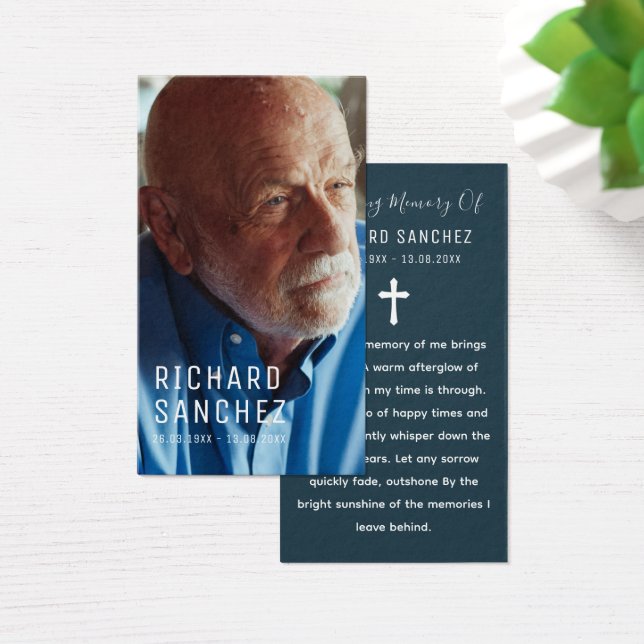 Simple Elegant Photo Funeral Sympathy Prayer Cards (Escritorio)