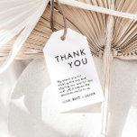 Simple Elegante etiqueta de favor de boda mínima<br><div class="desc">Esta es una moderna etiqueta mínima de agradecimiento que incluye un tipo de letra simple y elegante y un diseño minimalista. Edite toda la redacción y todos los colores de fuente y fondo. // Para ver los artículos a juego, por favor visite la colección "HARLOW" en la tienda Sincerely By...</div>