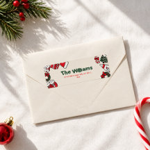 Simple Elegante Etiqueta de Navidad Roja y Verde