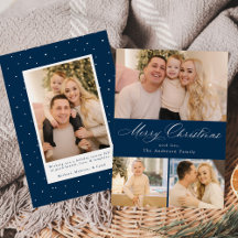 Simple Elegante Feliz Navidad Script Azul Marino 4