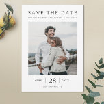 Simple Elegante Guardar la plantilla de la tarjeta<br><div class="desc">Esta sencilla y elegante boda fotográfica, guardar la plantilla de la tarjeta de fecha, incluye sus nombres y detalles en negro. Hemos establecido la forma predeterminada de la tarjeta como esquinas nítidas estándar, pero las esquinas redondeadas también funcionan maravillosamente con este diseño, así que intenta que ambas se vean en...</div>