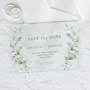 Simple Elegante Invitación Botánica de Boda para G