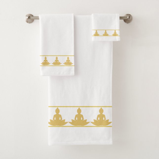 Simple, elegante, moderno Buda dorado sobre blanco (In situ)