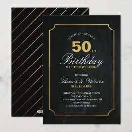 Simple Elegante Oro 50.ª Invitación de cumpleaños