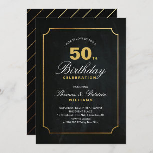 Simple Elegante Oro 50.ª Invitación de cumpleaños