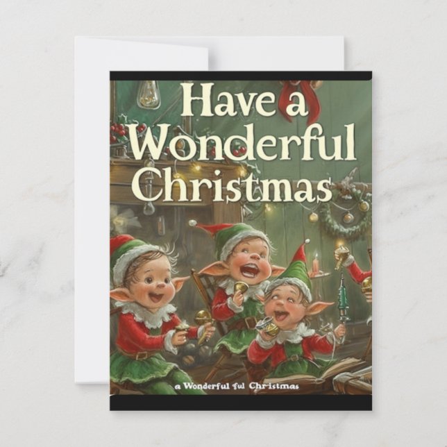 Simple Elegante Tarjeta de Navidades cantantes de  (Anverso)