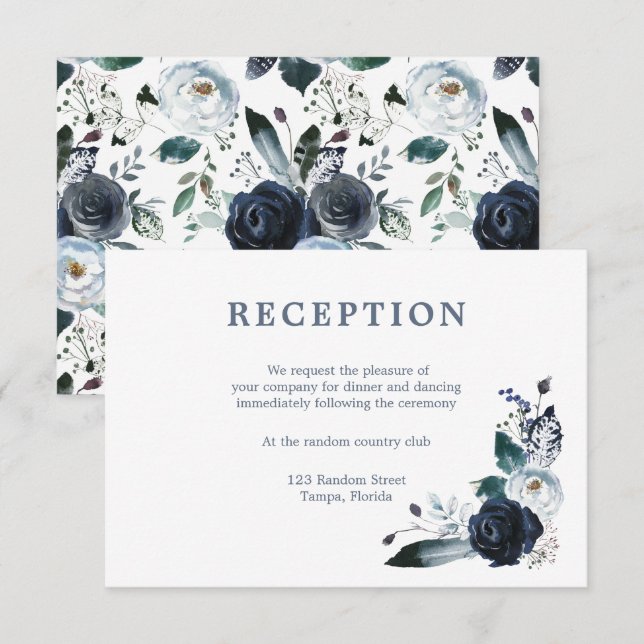 Simple Elegante | Tarjeta de Recepción de Boda Clá (Anverso / Reverso)