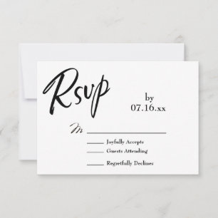 Simple, Elegante, Tipografía RSVP en Blanco y Negr
