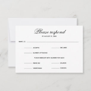 Simple Entree Four Choice - Tarjeta RSVP