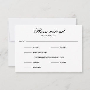 Simple Entree Three Choice - Tarjeta RSVP