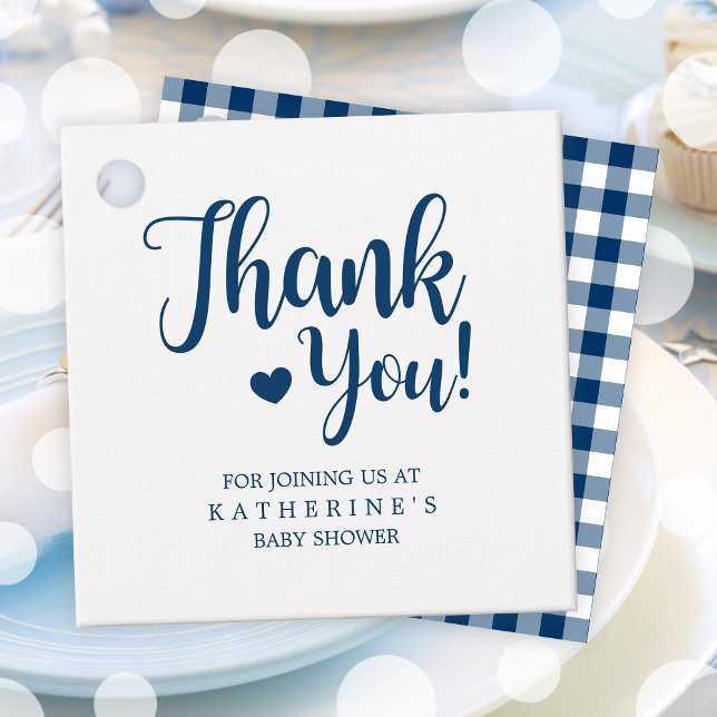 Simple Etiqueta de Agradecimiento de Cuadro Bufalo (Simple Navy Buffalo Plaid Thank You Favor Tags)
