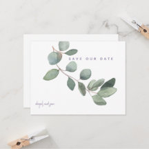 Simple Eucalipto Lavanda Boda Guardar la Fecha