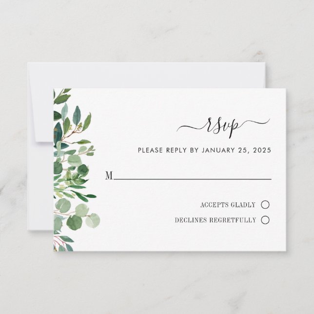 Simple Eucalyptus Greenery Boda Botánica RSVP (Anverso)