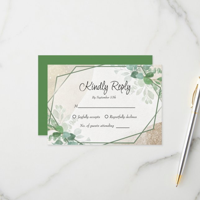 Simple Eucalyptus Greenery Wedding Tarjeta RSVP (Anverso/Reverso In Situ)