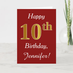 Simple Faux Gold 10 cumpleaños + tarjeta de nombre