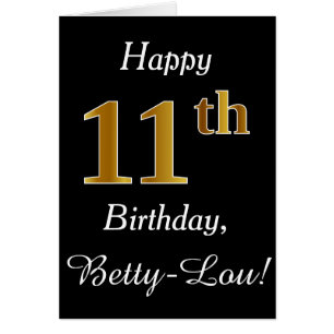 Simple Faux Gold 11th Birthday + Tarjeta de nombre