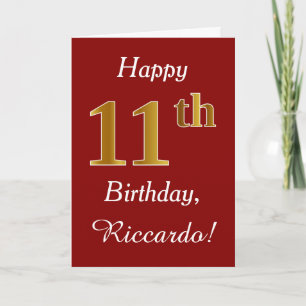 Simple Faux Gold 11th Birthday + Tarjeta de nombre