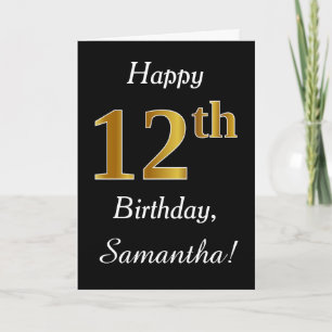 Simple Faux Gold 12th Birthday + Tarjeta de nombre
