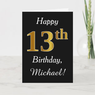 Simple Faux Gold 13th Birthday + Tarjeta de nombre