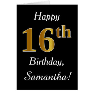 Simple Faux Gold 16th Birthday + Tarjeta de nombre