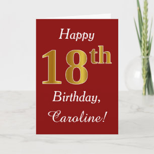 Simple Faux Gold 18th Birthday + Tarjeta de nombre
