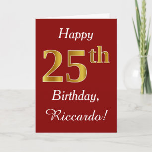 Simple Faux Gold 25th Birthday + Tarjeta de nombre