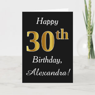 Simple Faux Gold 30th Birthday + Tarjeta de nombre