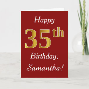 Simple Faux Gold 35th Birthday + Tarjeta de nombre