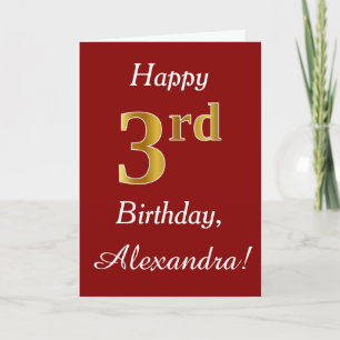 Simple Faux Gold 3Birday + Tarjeta de nombre perso