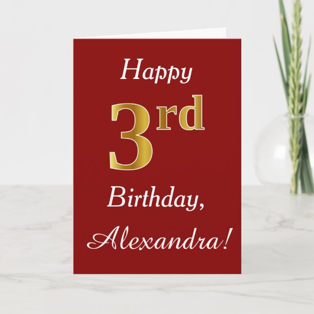 Simple Faux Gold 3Birday + Tarjeta de nombre perso (Anverso)