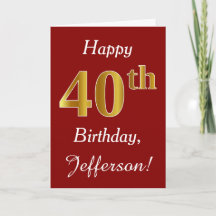 Simple Faux Gold 40th Birthday + Tarjeta de nombre