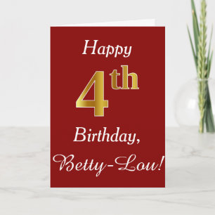 Simple Faux Gold 4Cumpleaños + Tarjeta de nombre p