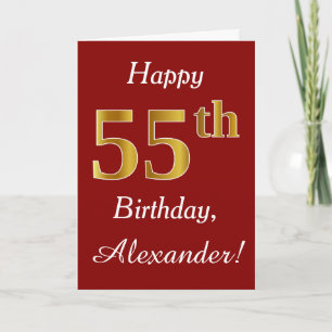 Simple Faux Gold 55th Birthday + Tarjeta de nombre