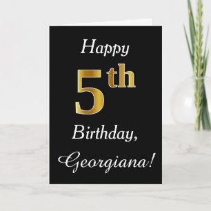 Simple Faux Gold 5 cumpleaños + tarjeta de nombre 